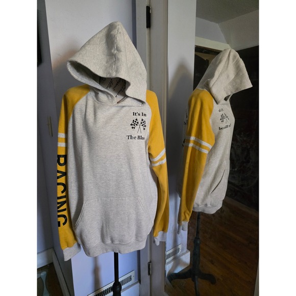 Jerzees Tops - Jerzees NuBlend Racing Hoodie Womens Large Gray Yellow New Without Tag